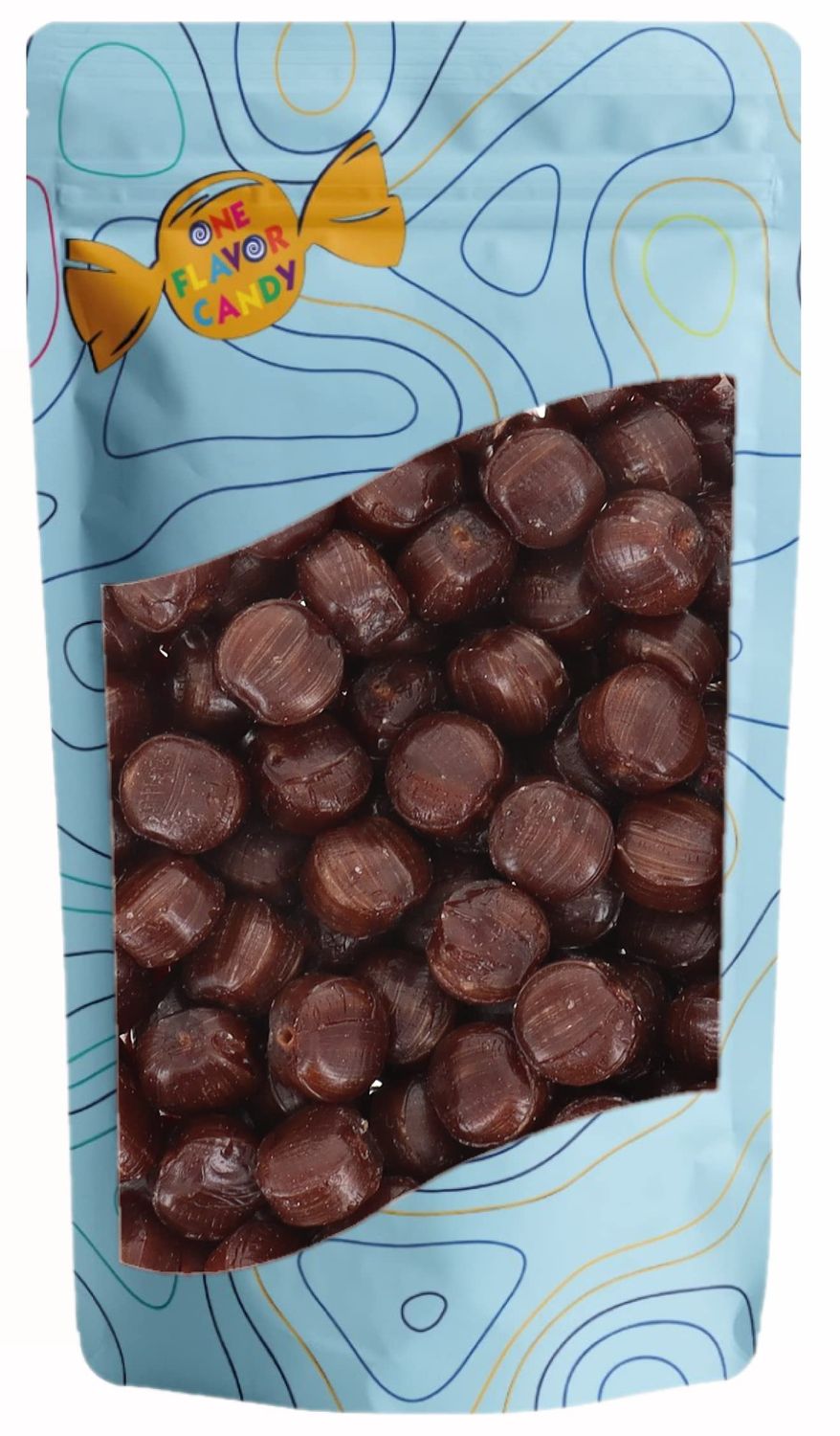 One Flavor Candy Drops With Chewy Roll Center Candy Bulk in Resealable Bag (Chocolate)