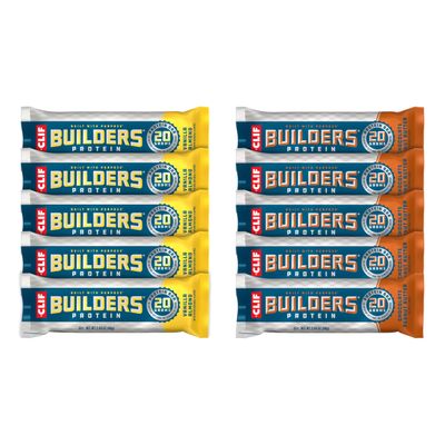CLIF Builders - Chocolate Peanut Butter and Vanilla Almond Flavor - Variety Pack - Plant Based Protein Bars - Gluten Free - Non-GMO - Low Glycemic - 20g Protein - 2.4 oz. (10 Count)