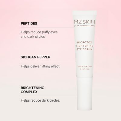 MZ SKIN Microtox Tightening Eye Serum, Peptide Roll-On Treatment with Sichuan Pepper, Tranexamic Acid Hyaluronic Acid, Perfect For Anti-Aging, Wrinkles, Fine Lines Dark Circles, 0.5 fl oz