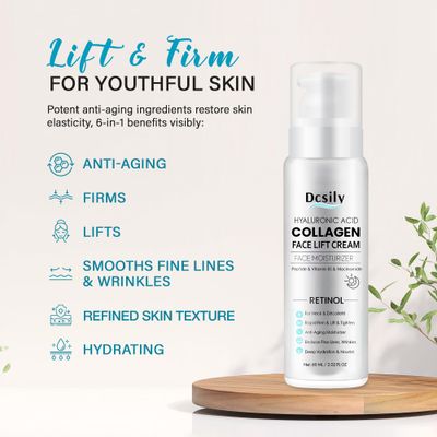 Skin Tighten And Lift Neck Cream: Instant Face Lift Cream 6-in-1 Anti-Aging Moisturizer for Anti Wrinkle - Hydrating Neck Firming Cream with Retinol, Collagen, Hyaluronic Acid for Neck D collet