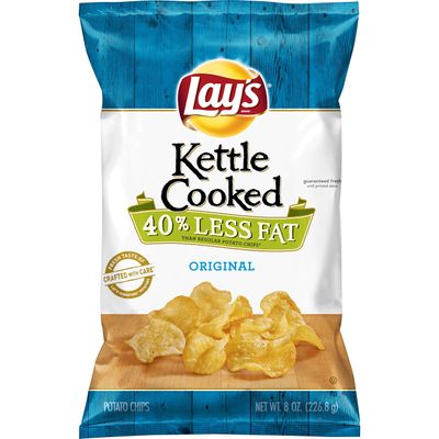 Lay&#39;s Kettle Cooked 40 Less Fat Original Potato Chips, 8 Ounce