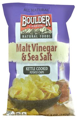 Boulder Canyon All Natural Kettle Cooked Potato Chips Malt Vinegar and Sea Salt -- 5 oz (Pack of 2)