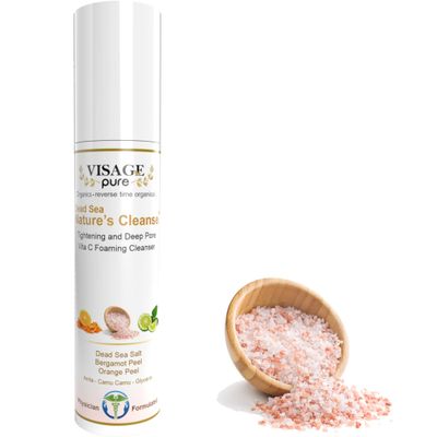 Visage Pure Dead Sea Nature&#39;s Cleanse Face Foaming Cleanser - Natural Foaming Cleanser. Cleans the Pores Deeply and Extracts Black Heads - Organic - Physician Formulated - Research Supported
