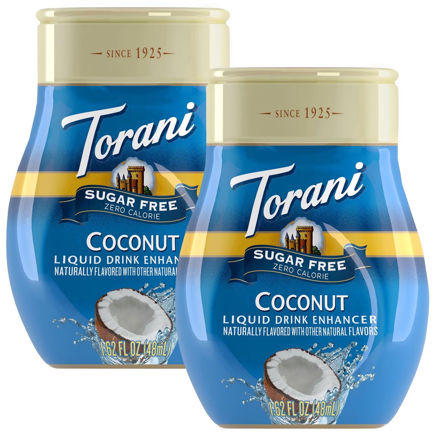 Torani Sugar Free Coconut Liquid Drink Enhancer, Water Flavoring 2-Pack, 1.62 Oz Ea