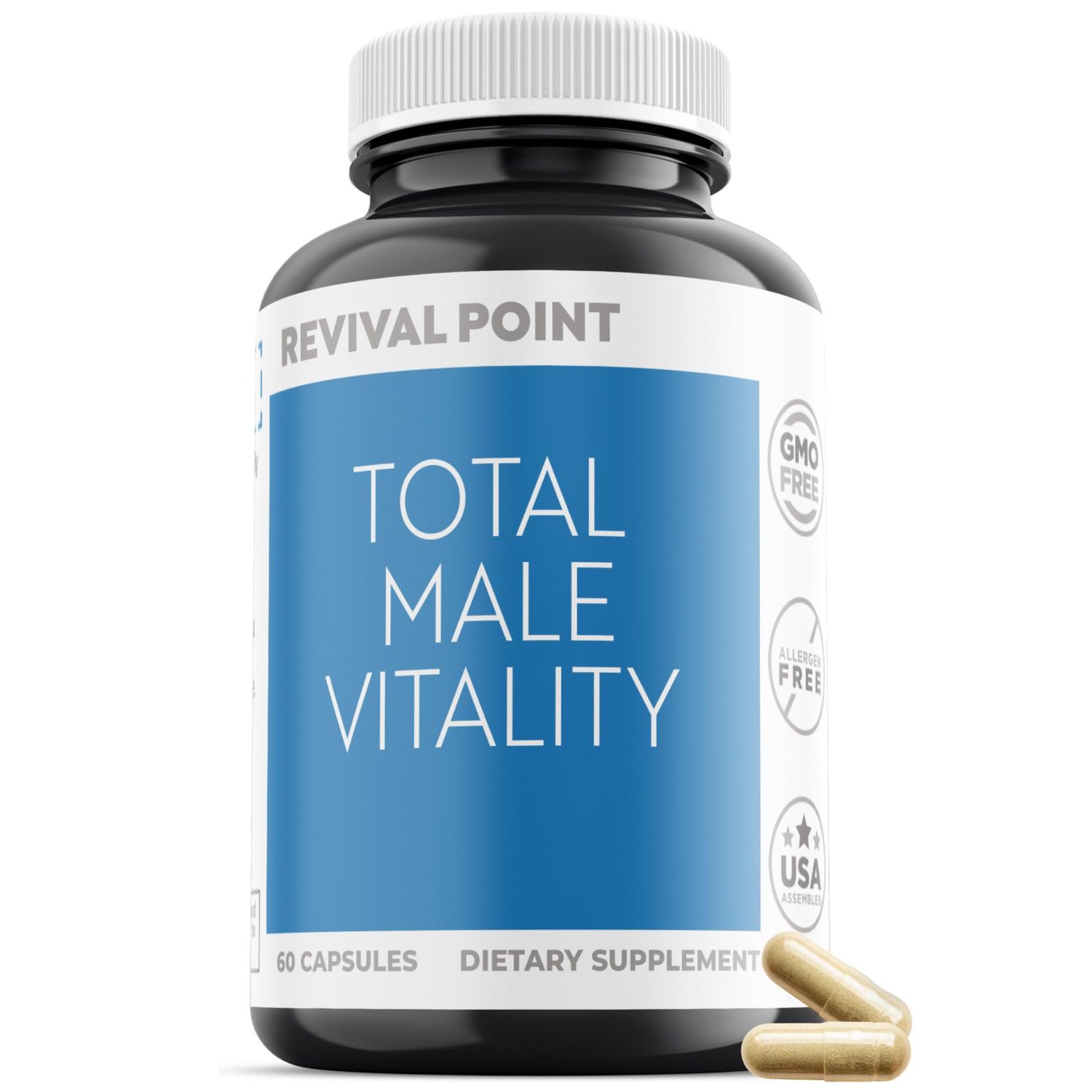 Total Male Vitality- Advanced Muscle Building Supplement for Men with RipFactor, Zinc Picolinate, Vitamin D3 Folate- Muscle Accelerator Builder, Nitric Oxide, Natural Energy Supplement- 60 Count