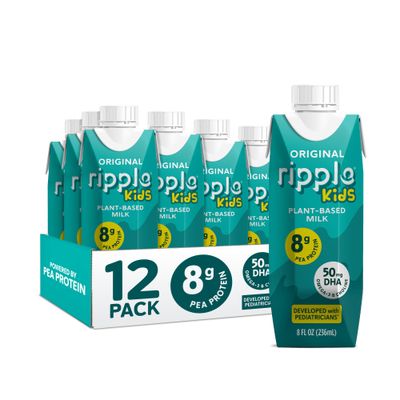 Ripple Kids Original Plant Based Milk 8g of Quality Sourced Pea Protein, Calcium Shelf Stable Vegan Non GMO Certified Dairy, Soy, Nut, Gluten, Lactose Free 8 Fl Oz Cartons (Pack of 12) Ripple Kids Original Plant Based Milk 8g of Quality Sourced Pea Protein, Calcium Shelf Stable Vegan Non GMO Certified Dairy, Soy, Nut, Gluten, Lactose Free 8 Fl Oz Cartons (Pack of 12)