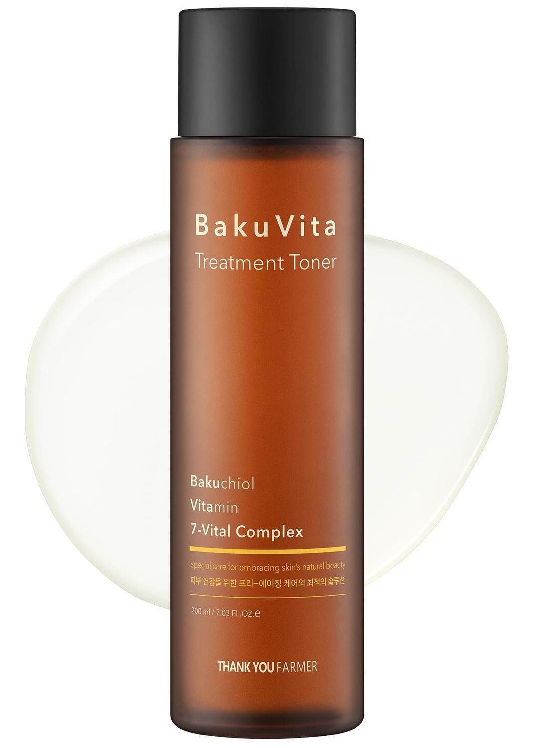 THANKYOU FARMER BakuVita Treatment Toner With Retinol Alternative Bakuchiol, Vitamin CE, Hydrating, Slow Aging, Vegan Korean Face Toner, 7.03 Fl oz (200ml)