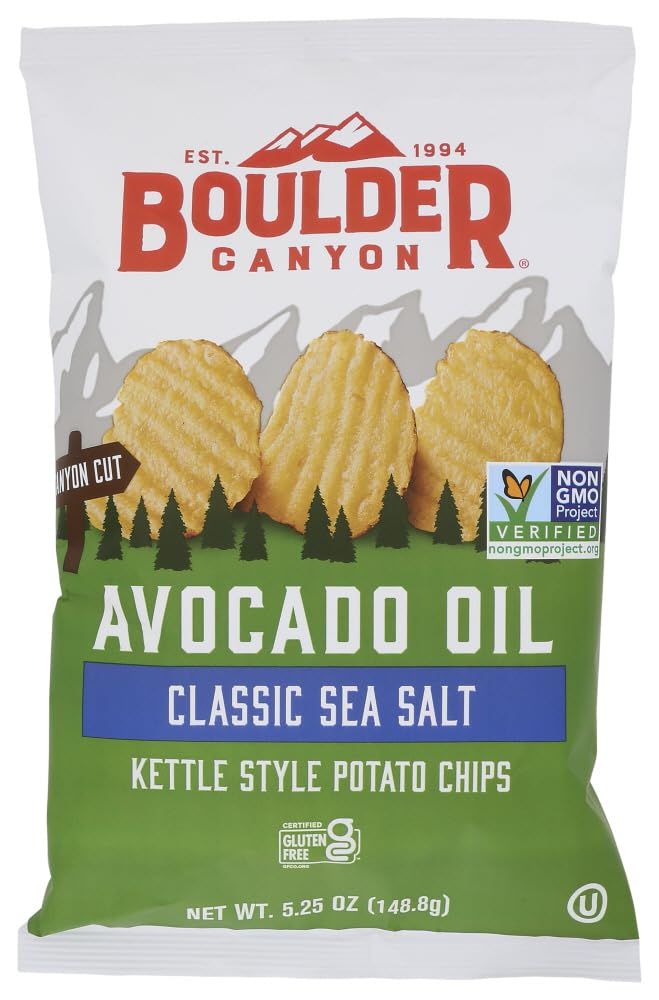 Boulder Canyon Authentic Foods Avocado Oil Canyon Cut Kettle Cooked Potato Chips Sea Salt -- 5.25 oz (Pack of 2)
