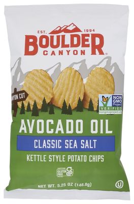Boulder Canyon Authentic Foods Avocado Oil Canyon Cut Kettle Cooked Potato Chips Sea Salt -- 5.25 oz (Pack of 2)