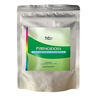 BioPure Chlorella Pyrenoidosa - 100 Organic, Cracked-Cell Wall, Nutraceutical Superfood Packed with Proteins, Vitamins, Minerals Amino Acids That Supports Metabolism, Detox Immunity 1000 Tablets