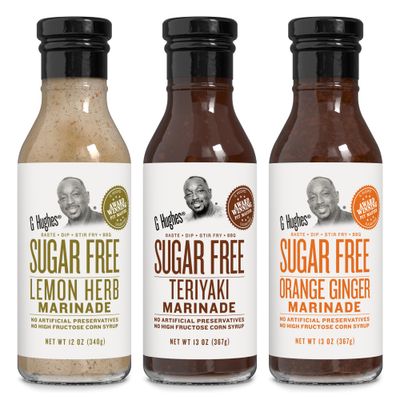 G Hughes Sugar Free, Assorted Marinades - Gluten Free, Sugar Free Sauces and Marinades Gift Sets, Marinades for Meats, (1) Lemon Herb 12oz bottle (1) Teriyaki 13oz bottle (1) Orange Ginger 13oz