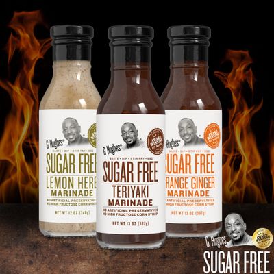 G Hughes Sugar Free, Assorted Marinades - Gluten Free, Sugar Free Sauces and Marinades Gift Sets, Marinades for Meats, (1) Lemon Herb 12oz bottle (1) Teriyaki 13oz bottle (1) Orange Ginger 13oz