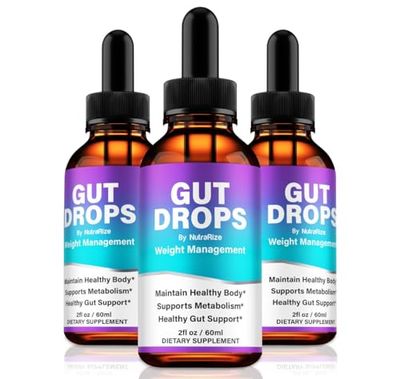 NutraRize (3 Pack) Gut Drops, Premium GutDrops Dropper, All-Natural Liquid Formula to Maintain Healthy Body, Energy and Overall Well-Being, Official Gut Drops Gotas, Review (90 Servings)