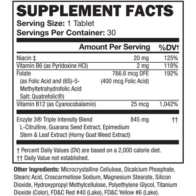 Enzyte3 Natural Male Enhancement Supplement for Energy and Endurance - L-Citrulline, Epimedium, Guarana Seed Extract, Horny Goat Weed and More - 60 Tablets