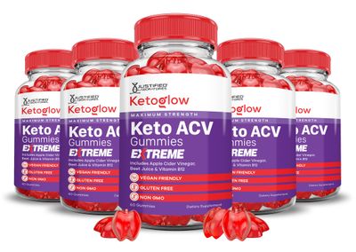 (5 Pack) Keto Glow Keto ACV Gummies Extreme 2000MG Ketoglow Keto Gummies Apple Cider Vinegar Formulated with Pomegranate Beet Juice Powder B12 Vegan Non GMO 300 Gummys