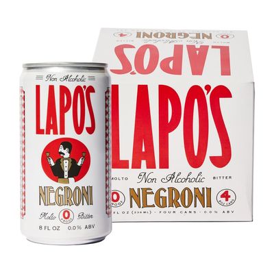 Lapo&#39;s Non Alcoholic Negroni, Non-Alcoholic Spirits, Gluten Free, For Non-Alcoholic Spritz, Zero Proof Drinks, Beverages Mocktails, Alcohol Alternative, Lightly Sparkling Bittersweet, 4 Pack Cans