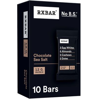 RXBAR Protein Bars, Protein Snack, Snack Bars, Chocolate Sea Salt, 18.3oz Box (10 Bars)