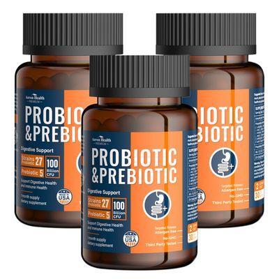 Anven Health 100 Billion Probiotics for Men and Women 27 Strains 5 Organic Prebiotics for Gut Digestive Immune Health, Supports Diarrhea Gas Bloating, Vegan Probiotic Supplement Formula 180 Caps