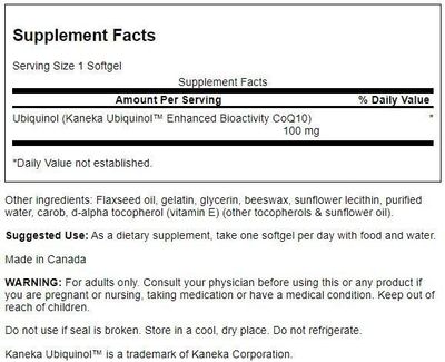Swanson Ubiquinol 100 Milligrams 120 Sgels