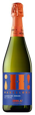 HOLA! - H! BARCELONA - Premium Sparkling White Wine, 0.0 Alcohol, Vegan, Gluten-Free, Perfect for Celebrations (750ml Bottle)