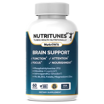 NutriWit - Brain Health Supplement for Cognitive Function, Focus Neuron Support - Non-GMO, Gluten-Free, and Free of Soy, Lactose BSE