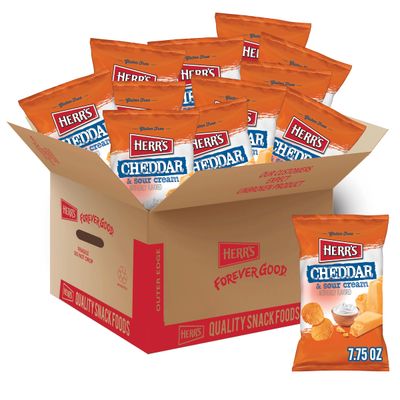 Herr&#39;s Cheddar Sour Cream Potato Chips, 7.75 Ounce (Pack of 12 Bags) - Crunchy Chips with Cheddar and Tangy Sour Cream - A Flavorful Snack for Any Occasion