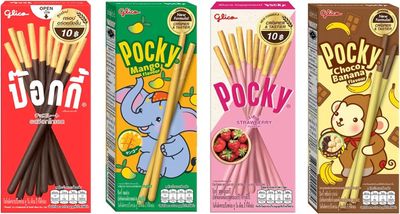 Pocky Variety Pack (Set of 4 Flavours: Original Chocolate (22g), Strawberry (21g), Choco Banana (25g) Mango Flavour (25g) Japanese Snacks with Planet Allstars Packaging Halal Certified )