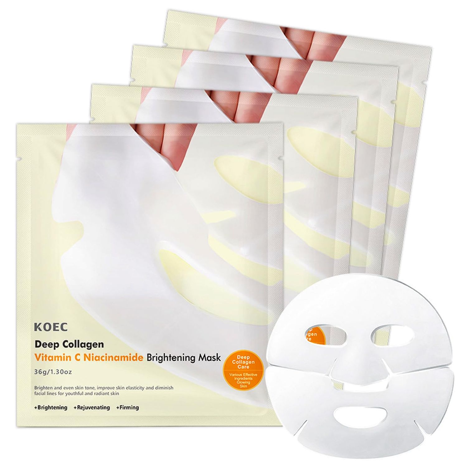 Ueseinl 4 Pack Collagen Face Mask, Deep Lifting Mask, Bio-Collagen Films Deep Hydrating Firming Overnight Hydrogel Mask, Hydrating Anti Wrinkle Lifting Facial sheet masks