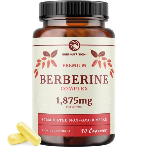 Berberine 1000mg HCL to Support Glucose Fat Metabolism, Cholesterol Cardiovascular Health Berberine Supplements for Blood Sugar Support Berberine 500mg Per Capsule With Bitter Melon 90ct
