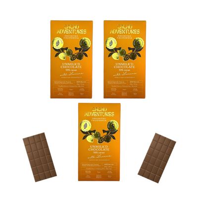 Cacao Adventures - Dairy-Free Lucuma Milk Chocolate Unmilk&#39;d Bar Ceremonial Cacao (1.76 oz - Pack of 3)
