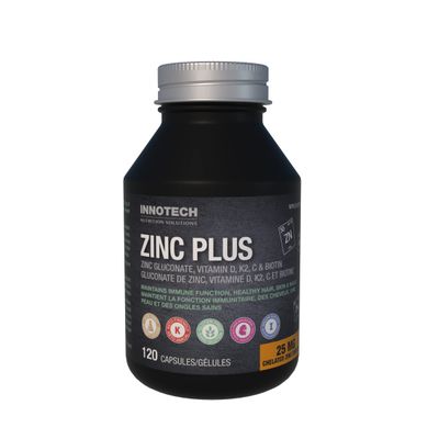 INNOTECH Nutrition ZINC Contains Zinc Gluconate, Vitamin D, K2, C Biotin - Maintains Immune Function, Healthy Hair Skin Nails