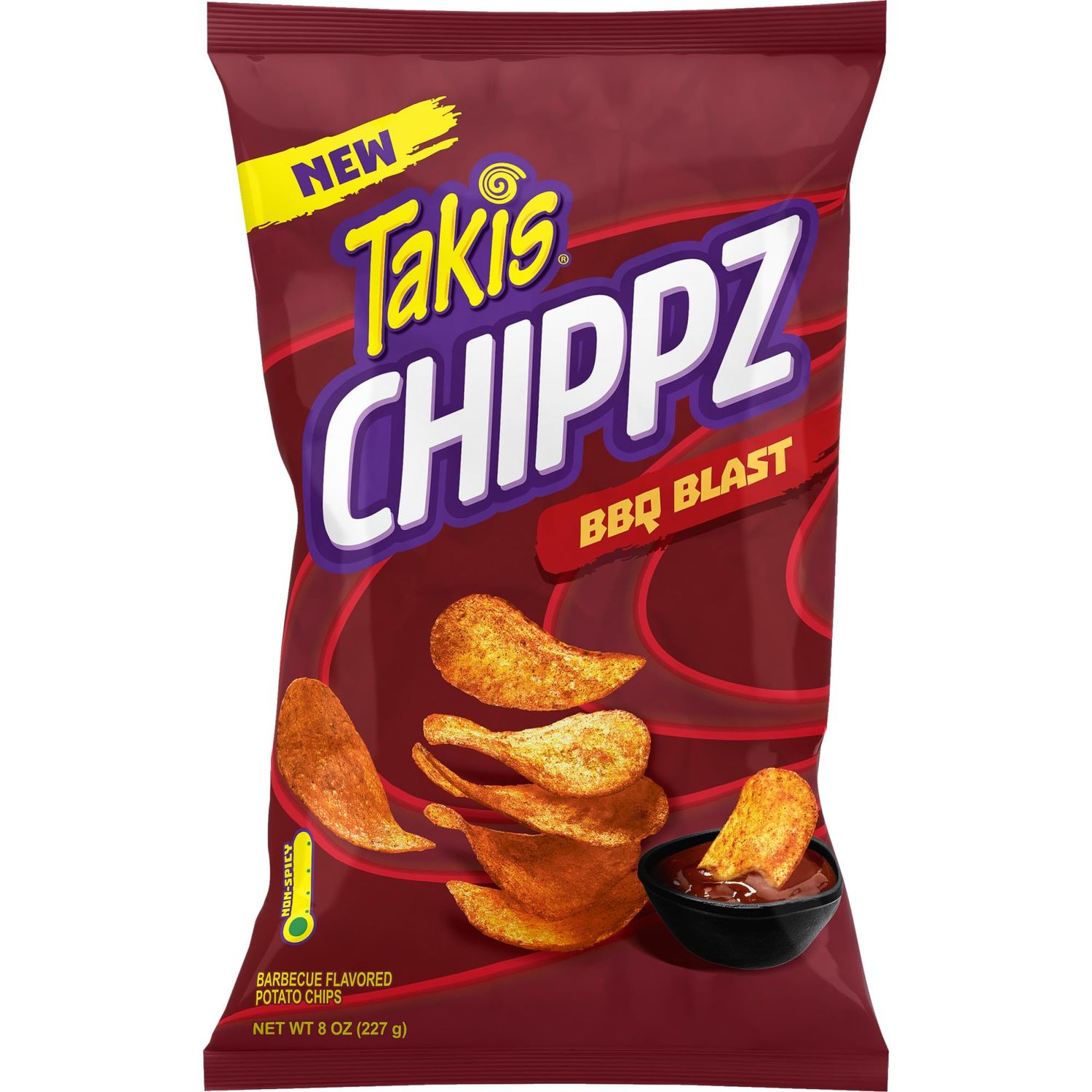 Takis Chippz BBQ Blast Traditional Potato Chips, Barbecue Artificially Flavored, 8 oz
