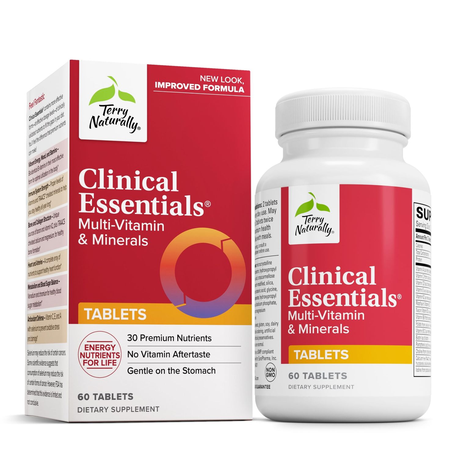 Terry Naturally Clinical Essentials - Supplement to Aid Bone, Cardiovascular Immune Health - Supplement with Chelated Minerals - Supplement with B-Vitamins Vitamin C - 60 Tablets
