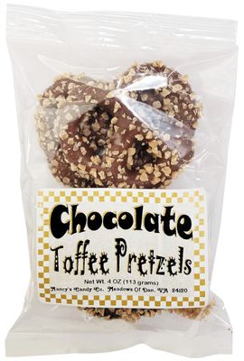 Stephanie Made In USA Pack of 4 Milk Chocolate Toffee Covered Christmas Pretzels (1lb total) 4 Ounces