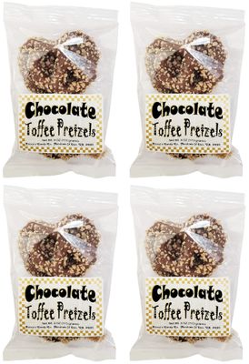 Stephanie Made In USA Pack of 4 Milk Chocolate Toffee Covered Christmas Pretzels (1lb total) 4 Ounces
