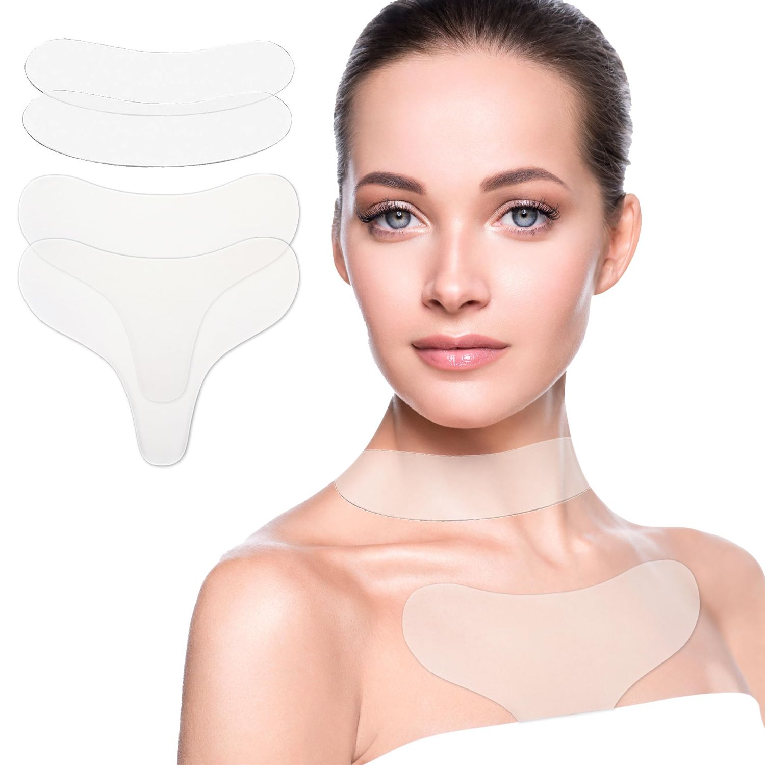GETPUNA 4 Pack Neck Chest Wrinkle Patches-Silicone Pads for Wrinkles, Anti Wrinkle Patches for Decollete Cleavage, Anti Aging Wrinkle Remover