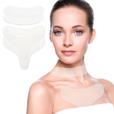 GETPUNA 4 Pack Neck Chest Wrinkle Patches-Silicone Pads for Wrinkles, Anti Wrinkle Patches for Decollete Cleavage, Anti Aging Wrinkle Remover