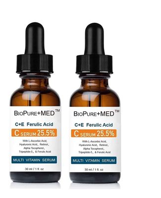 BioPureMED 25 Vitamin CEFerulic Acid Serum for Face: Anti Wrinkle Serum with Tripeptide-5, Retinol, Hyaluronic Acid tns Best Korean Organic Vitamin C SerumFace Moisturizer (2 Pack)