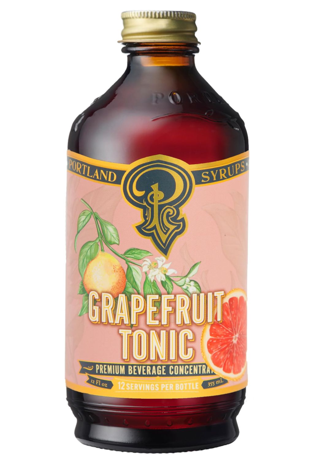 Portland Syrups Grapefruit Tonic Syrup - Craft Delicious Cocktails, Mocktails, Tea, Soda, Coffee Drinks, and More - 12 oz with 12-24 Servings (Pack of 1)