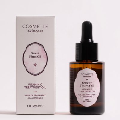 Cosmette Sweet Plum Vitamin C Facial Oil With Grape Seed, Almond, Coconut Castor Oils, Hydrating Daily Face Oil to Support Protect Skin Health, Plant Based Natural Skin Care, Vegan, 1 FL Oz