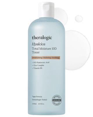 Theralogic Hyalcica Total Moisture 10D Toner - Vegan Moisturizing Soothing Korean Face Toner with 10 Hyaluronic Acid and CICA - Low pH Face Toning Water - Derma Tested, 16.9 fl.oz.