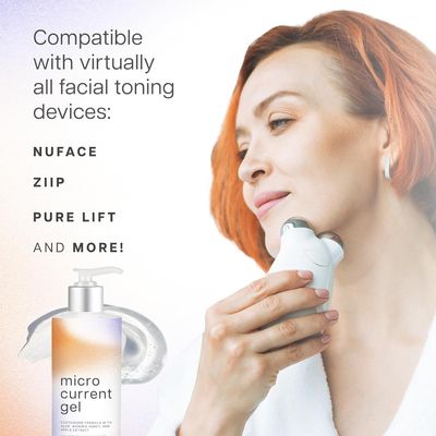 Maplefield 8 oz Microcurrent Gel, Leave-On Facial Conductive Gel with 4 Active Ingredients for Improved Skin, Hydrates, Nourishes, and Rejuvenates, For Most Facial Toning Devices, Made in USA