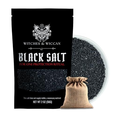 Black Salt for Protection Rituals Wiccan Spells, Handcrafted Negative Energy Protection Crystals for Witchcraft, 2 Oz Bag, Witches Wiccan Witchcraft Supplies