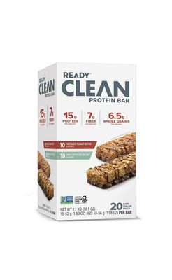 Ready Clean Protein Bars, Assorted Chocolate Peanut Butter and Dark Chocolate Sea Salt, 20 Count, 15g Protein