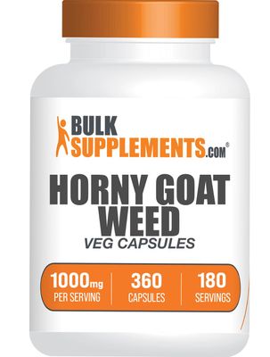 BulkSupplements.com Horny Goat Weed Capsules - Epimedium Extract, Horny Goat Weed Herbal Supplements - Vegan, 2 Capsules per Serving (1000mg), 360 Veg Capsules (Pack of 1)