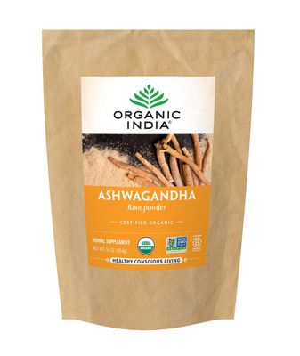 ORGANIC INDIA Ashwagandha Powder Organic - Ashwagandha Root Powder Bulk, Herbal Supplement - Vegan, Gluten-Free, Kosher, Non-GMO, Supports Stress Relief, Energy, and Sleep - 1lb Bag