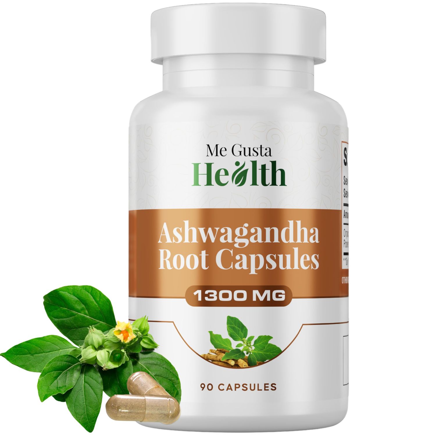 ME GUSTA HEALTH Ashwagandha Root Powder Capsules 1300mg, Ashwagandha Capsule Metabolism Support, Immune Mood Support, Ashwamag GMO Free Energy Support Sleep Support 90 Capsules (Pack of 01)