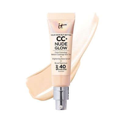 IT Cosmetics CC Nude Glow Lightweight Foundation Glow Serum with SPF 40 - With Niacinamide, Hyaluronic Acid Green Tea Extract - Light - 1.08 fl oz