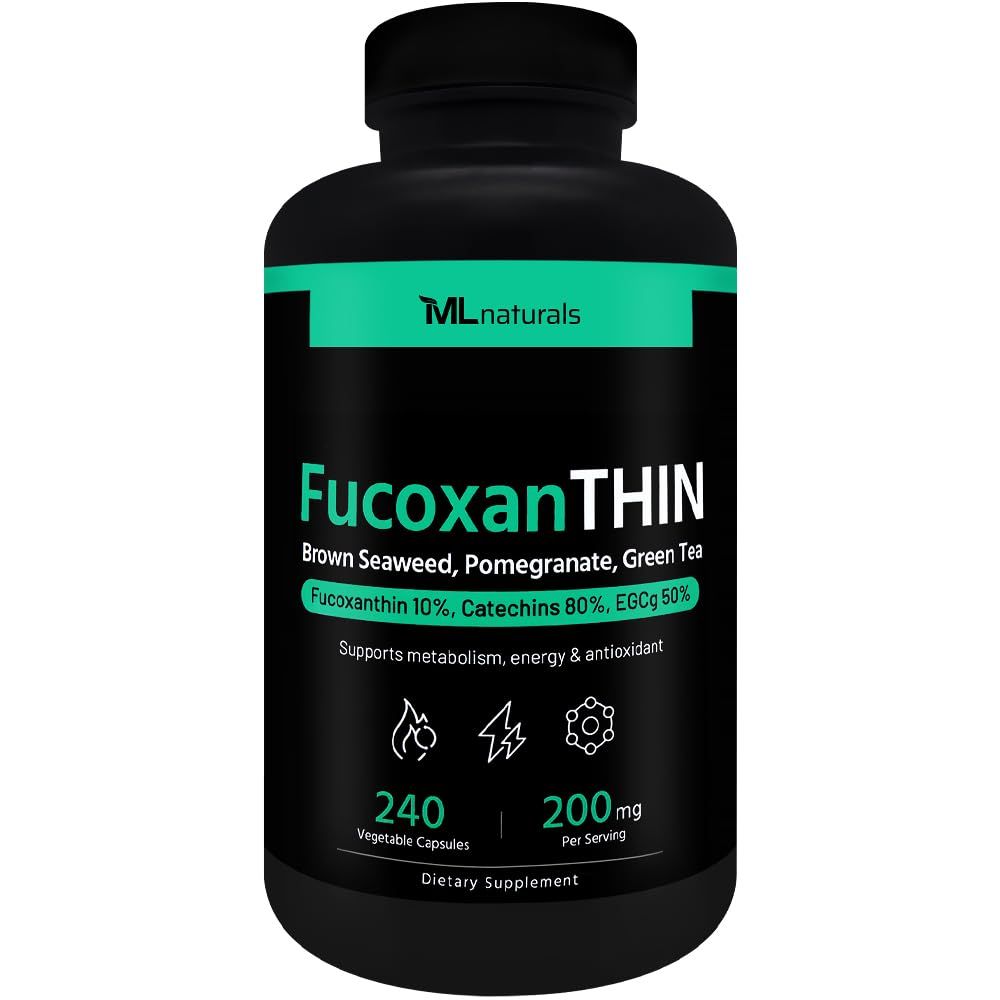 ML Naturals FucoxanTHIN 240 Vegetable Capsules. Supports Metabolism and Antioxidant.