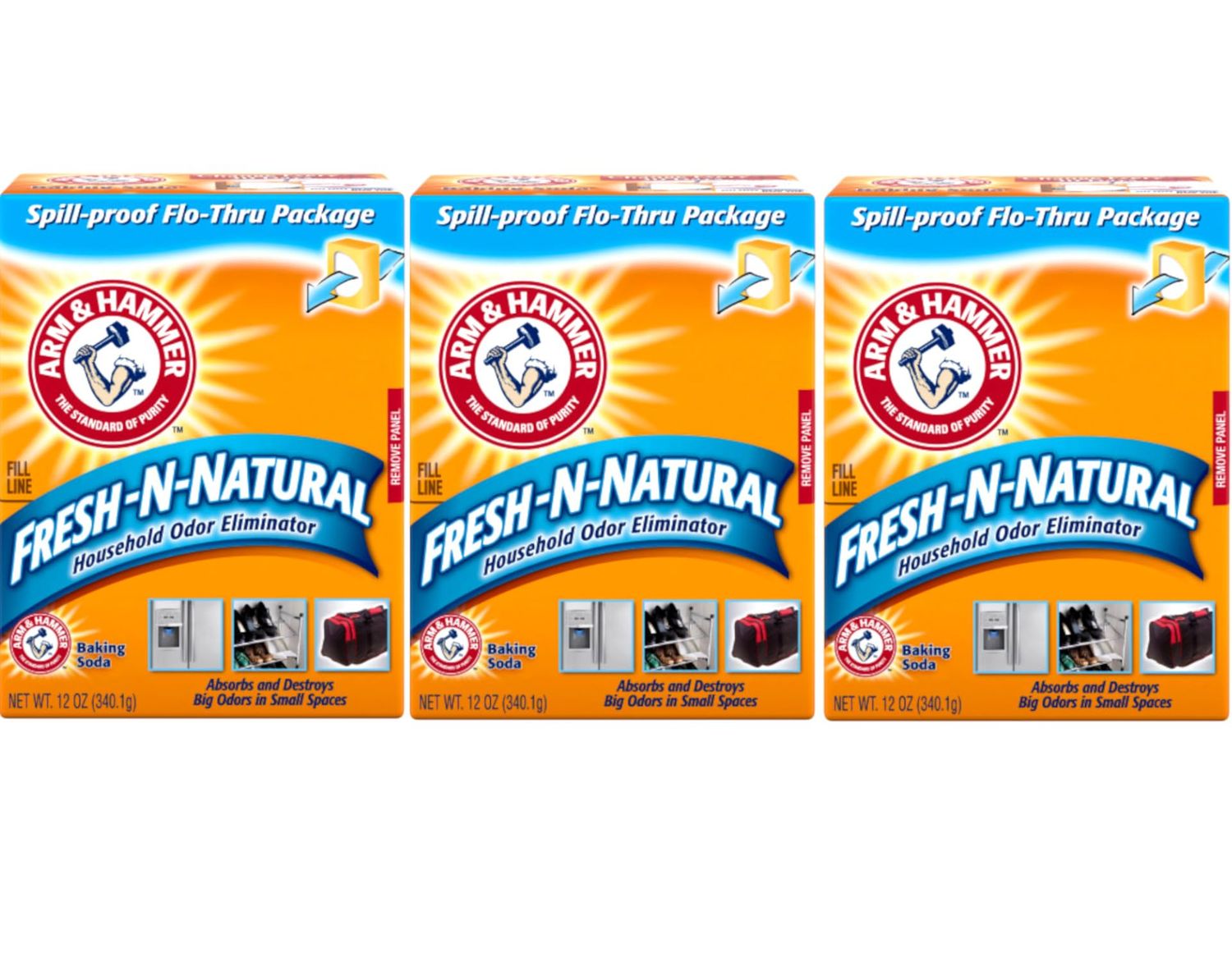 Arm Hammer Baking Soda Fresh-n-Natural Odor Eliminator, 12 oz (Pack of 3)
